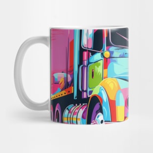 A Graphic Pop Art Drawing of a big American truck Mug